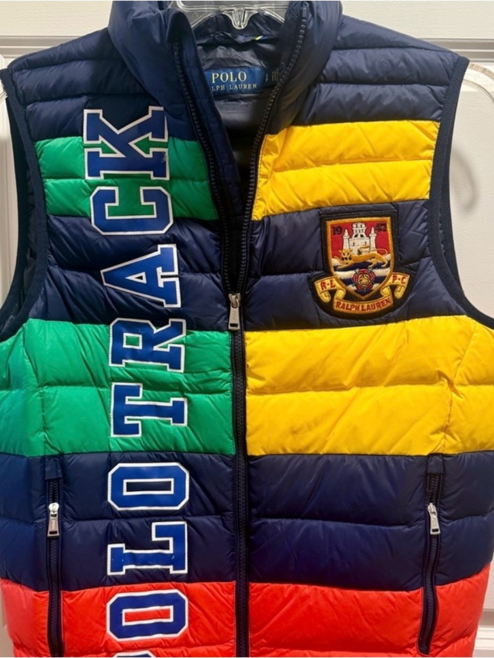Polo by Ralph Lauren Colorblock Puffer Vest in Navy, Green, Yellow & Red